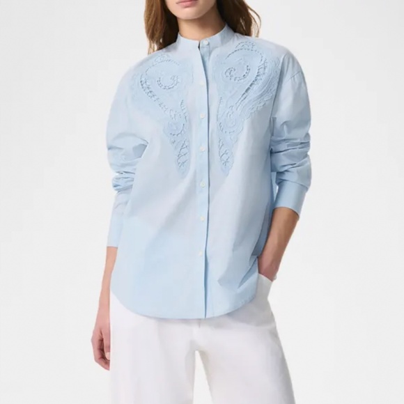 RAG & BONE Beautiful Soft Blue Embroidered Button Down Shirt Sz M NEW $248!! - Picture 2 of 8